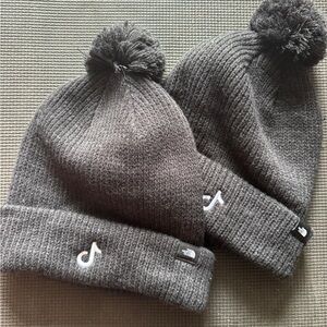 The North Face Charcoal Pom Beanie with TikTok Logo